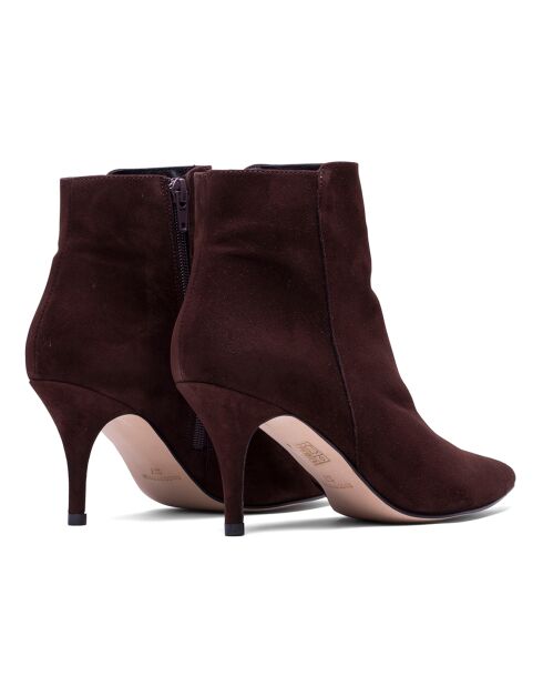 Bottines en Velours de Cuir Angelina marron - Talon 7.5 cm