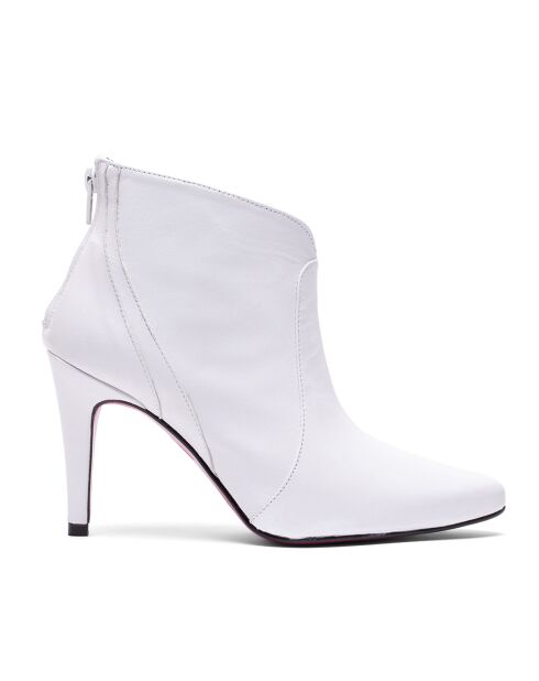Iria Weiße Lederstiefeletten - Absatz 7 cm