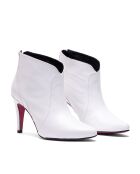Witte leren enkellaarzen Iria met hak van 7 cm