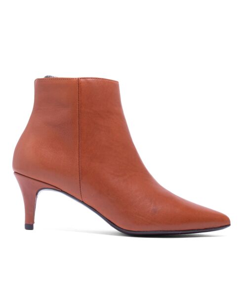 Bottines en Cuir Claudia cognac - Talon 5.5 cm
