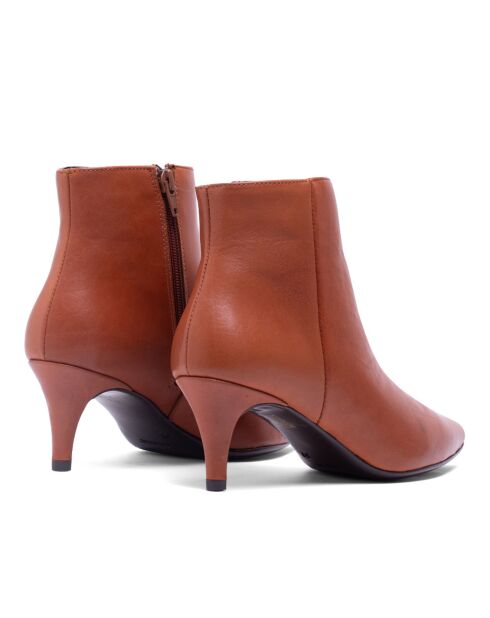 Bottines en Cuir Claudia cognac - Talon 5.5 cm