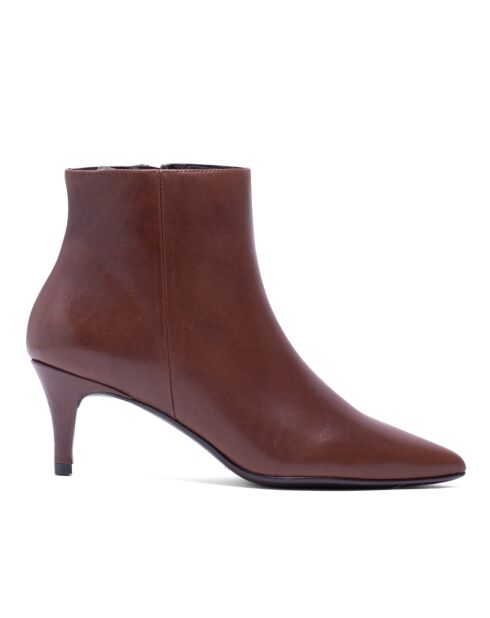 Bottines en Cuir Claudia marron - Talon 5.5 cm