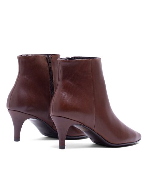Bottines en Cuir Claudia marron - Talon 5.5 cm