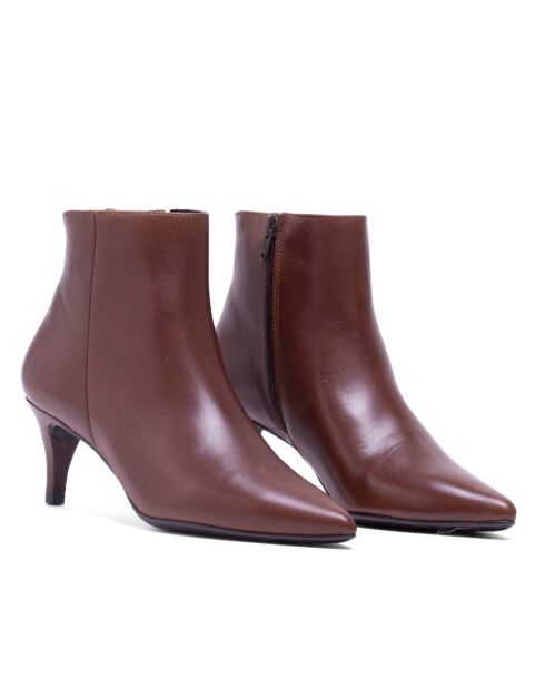 Bottines en Cuir Claudia marron - Talon 5.5 cm