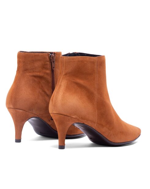 Bottines en Velours de Cuir Claudia cognac - Talon 5.5 cm