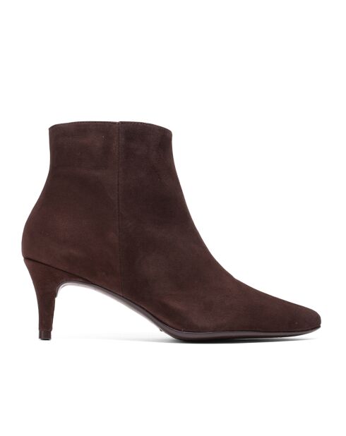 Bottines en Velours de Cuir Claudia marron - Talon 5.5 cm
