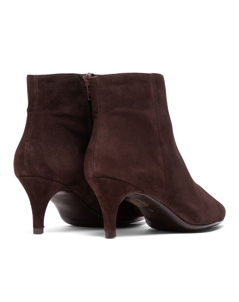 Bottines en Velours de Cuir Claudia marron - Talon 5.5 cm