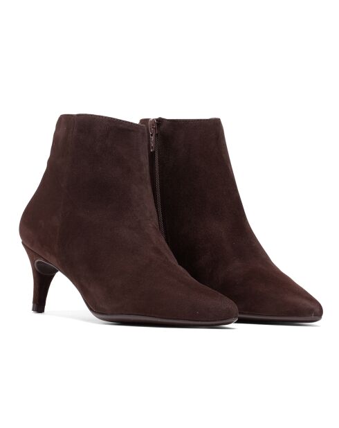 Bottines en Velours de Cuir Claudia marron - Talon 5.5 cm