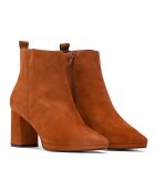 Bottines en Velours de Cuir Begoña cognac - Talon 6.5 cm