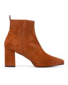 Bottines en Velours de Cuir Begoña cognac - Talon 6.5 cm