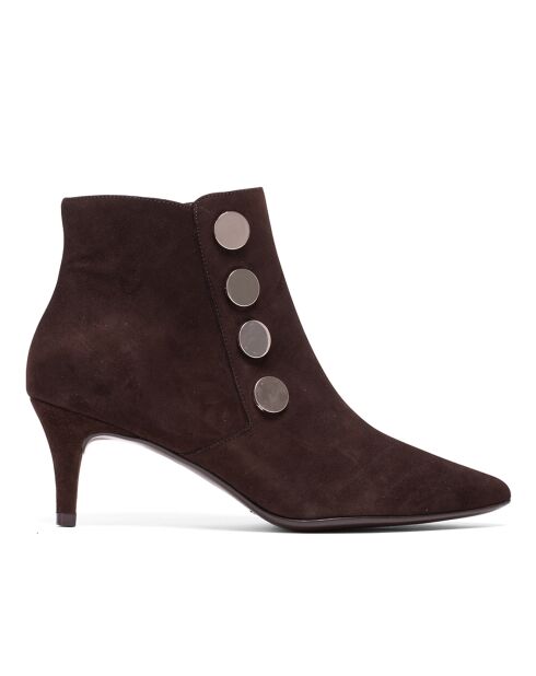 Bottines en Velours de Cuir Brígida marron