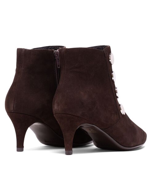 Bottines en Velours de Cuir Brígida marron