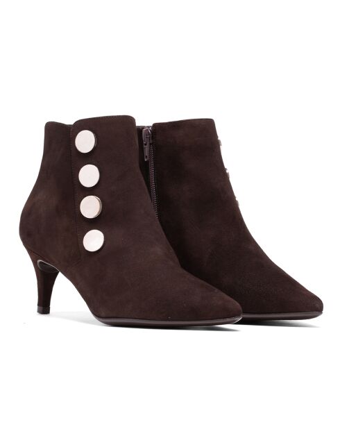 Bottines en Velours de Cuir Brígida marron