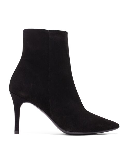 Bottines en Velours de Cuir Mayra noires - Talon 7.5 cm