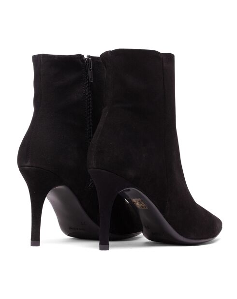 Bottines en Velours de Cuir Mayra noires - Talon 7.5 cm