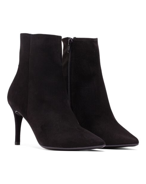 Bottines en Velours de Cuir Mayra noires - Talon 7.5 cm