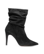 Botines Indira de piel aterciopelada negra, tacón de 8 cm