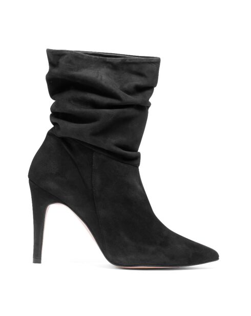 Bottines en Velours de Cuir Indira noires - Talon 8 cm