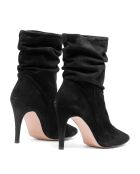 Botines Indira de piel aterciopelada negra, tacón de 8 cm