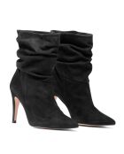 Botines Indira de piel aterciopelada negra, tacón de 8 cm