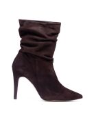 Bottines en Velours de Cuir Indira marron - Talon 8 cm