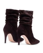 Bottines en Velours de Cuir Indira marron - Talon 8 cm