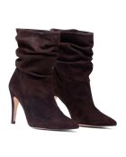 Bottines en Velours de Cuir Indira marron - Talon 8 cm