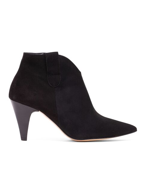 Bottines en Velours de Cuir Aurelia noires - Talon 6 cm