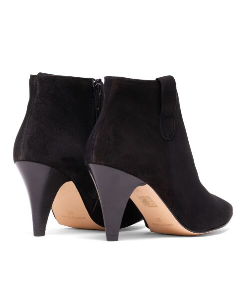 Bottines en Velours de Cuir Aurelia noires - Talon 6 cm