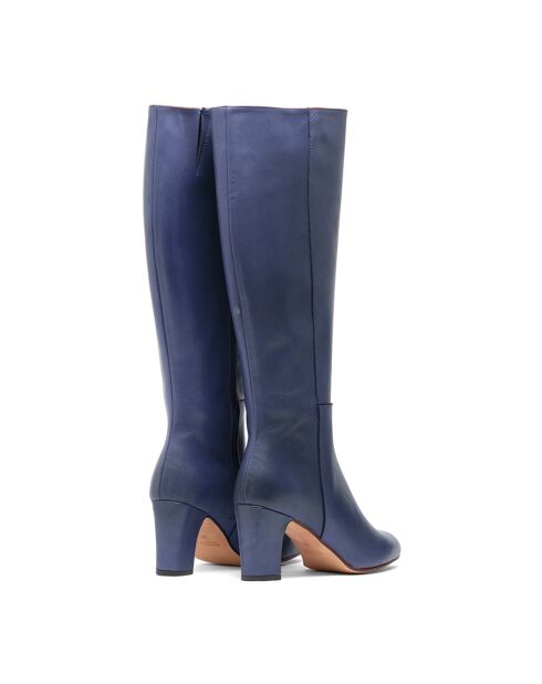 Arantxa marineblaue Lederstiefel - 6,5 cm Absatz