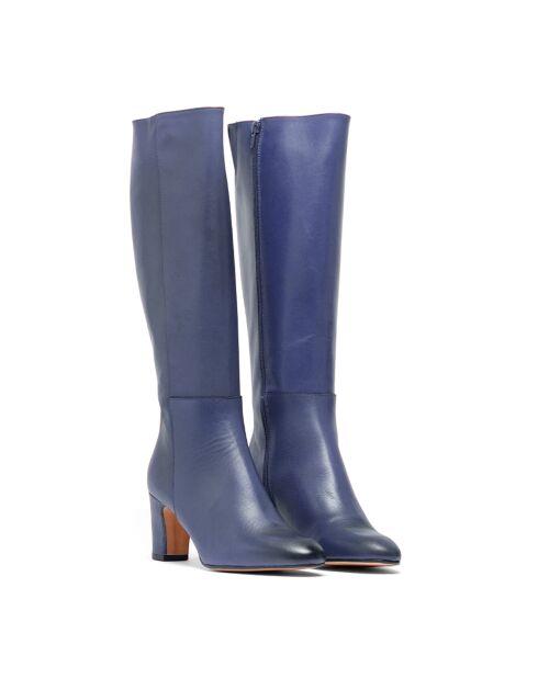 Arantxa marineblaue Lederstiefel - 6,5 cm Absatz