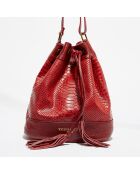 Sac seau en Cuir Cerise bordeaux - 33x28x14 cm