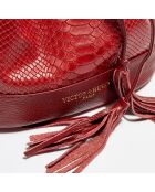 Sac seau en Cuir Cerise bordeaux - 33x28x14 cm