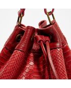Sac seau en Cuir Cerise bordeaux - 33x28x14 cm
