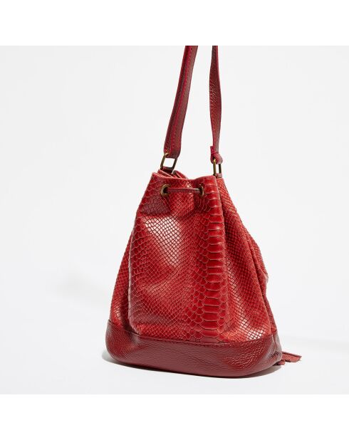 Sac seau en Cuir Cerise bordeaux - 33x28x14 cm