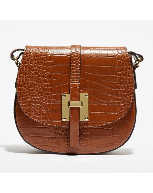 Kara Schultertasche aus kamelfarbenem Leder - 22x18x6 cm