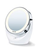 Verstelbare en verlichte cosmetische spiegelvergroting x5 12 LED wit/zilver - D.11 cm