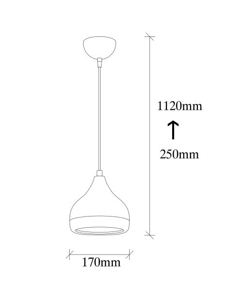 Suspension Yildo noir/cuivre - 17x112 cm