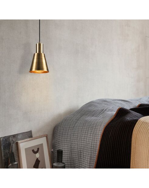 Kem zwart/gouden hanglamp - 14x114 cm