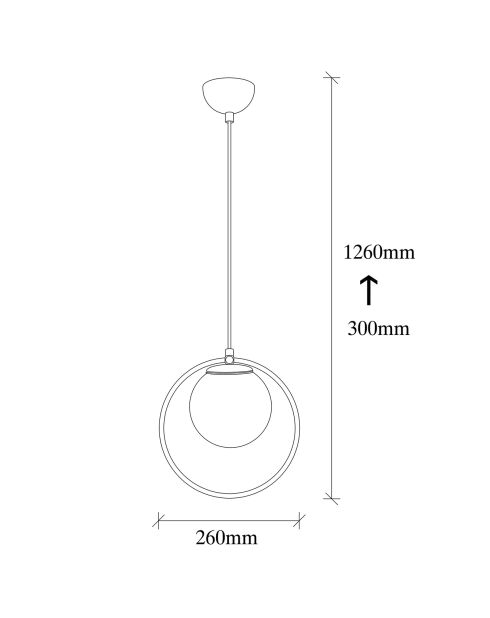 Dolunay zwart/witte hanglamp - 26x15x126 cm