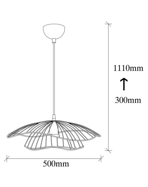 Kronleuchter-Pendelleuchte Tel schwarz - 50x111 cm