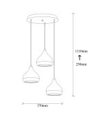 Suspension Yildo noir/cuivre - 37x111 cm
