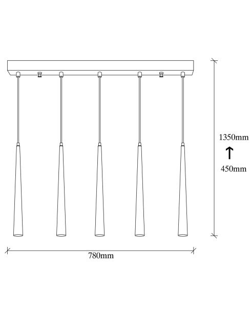 Ugur zwarte hanglamp - 75x5x135 cm