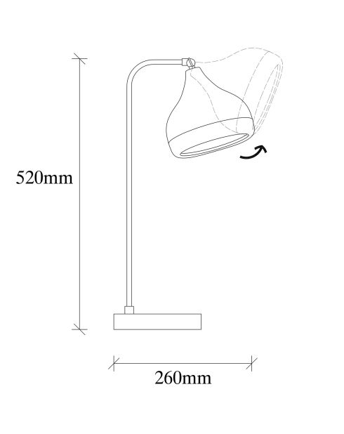 Lampe à Poser Yildo noir/cuivre - 17x26x52 cm