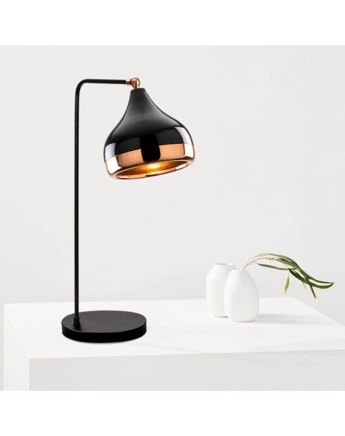 Lámpara de mesa Yildo negro/cobre - 17x26x52 cm