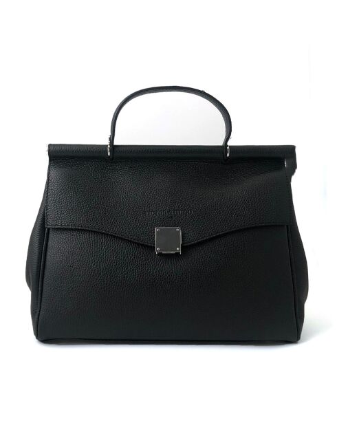 Zwarte leren handtas van Matti - 33x25x14 cm