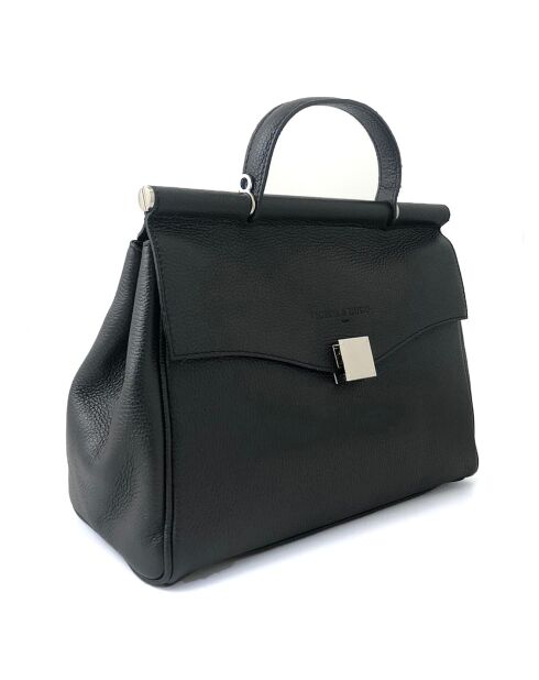 Zwarte leren handtas van Matti - 33x25x14 cm