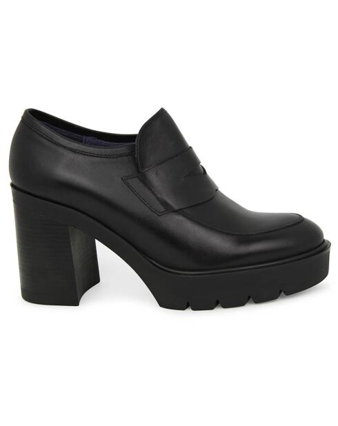 Mocassins en Cuir Agathe noires - Talon 9.5 cm