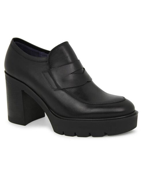 Mocassins en Cuir Agathe noires - Talon 9.5 cm