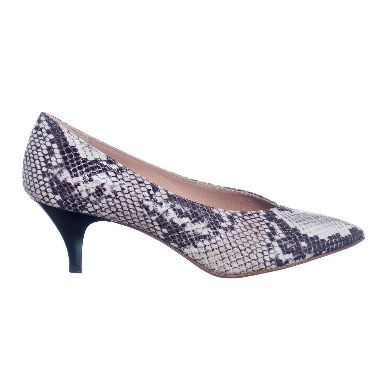 Escarpins en Cuir Roccia python beige/noir - Talon 5 cm